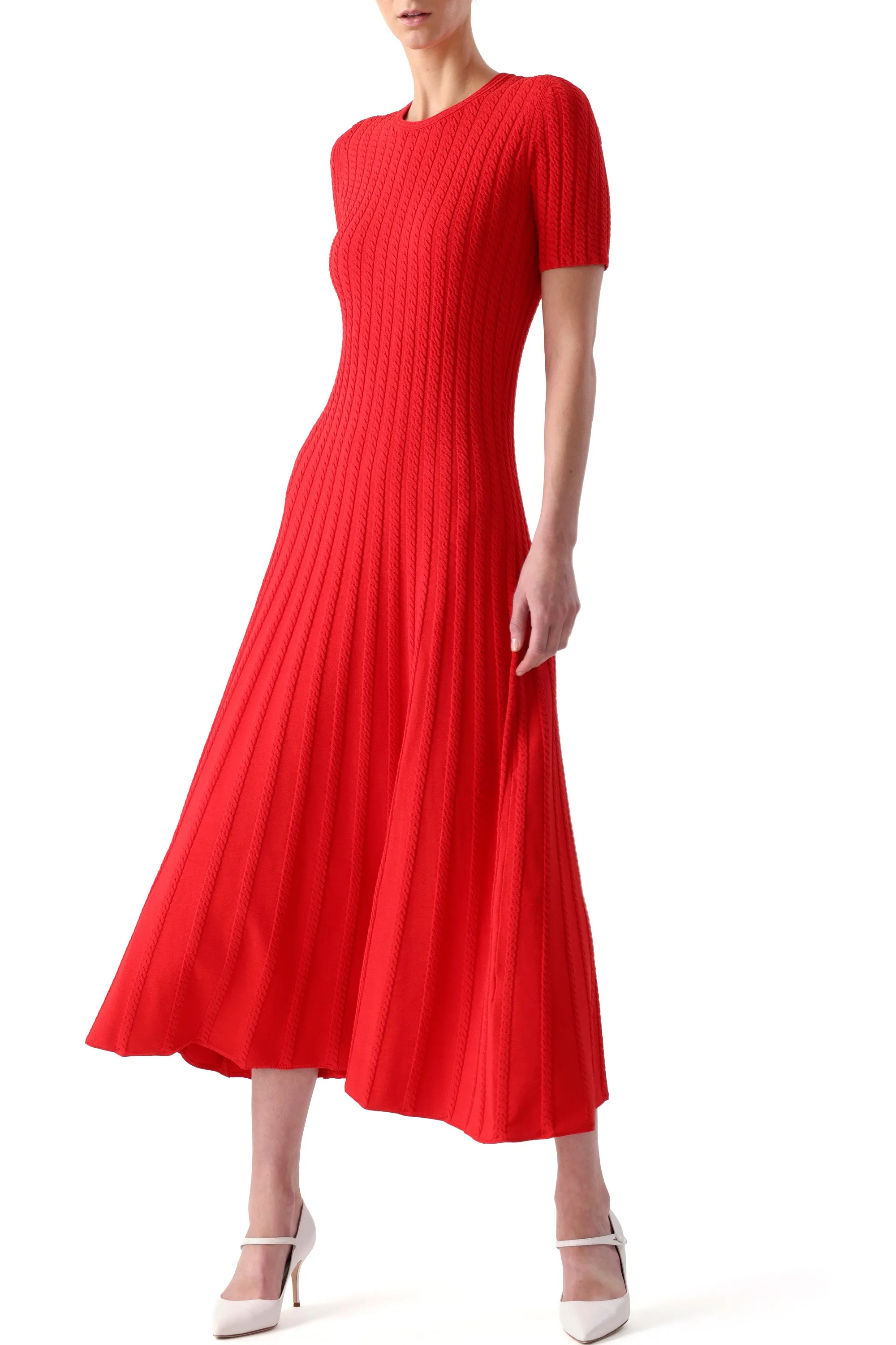 CABLE STITCH SHORT SLEEVE SWEATER MIDI DRESS sold by Jason Wu product image thumbnail 2