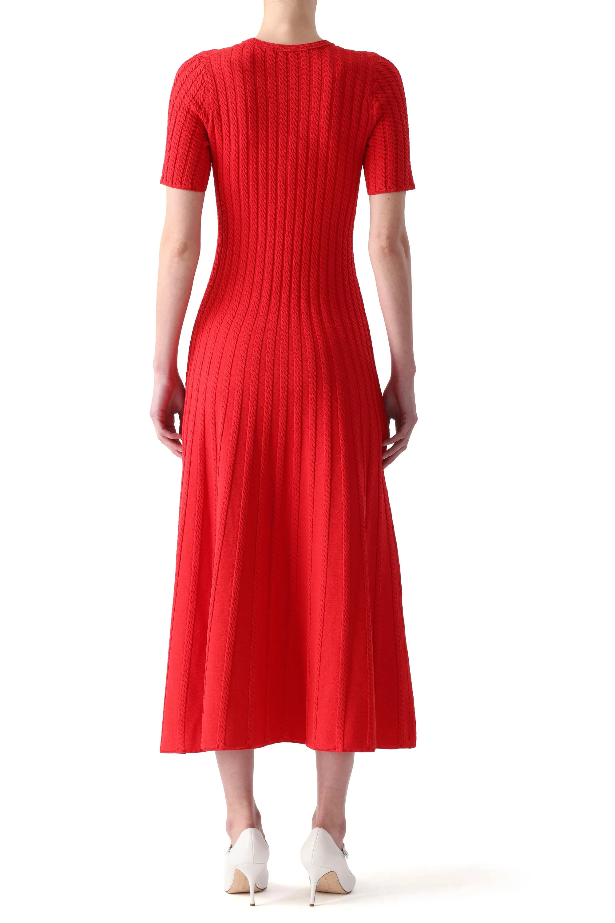 CABLE STITCH SHORT SLEEVE SWEATER MIDI DRESS sold by Jason Wu product image thumbnail 3