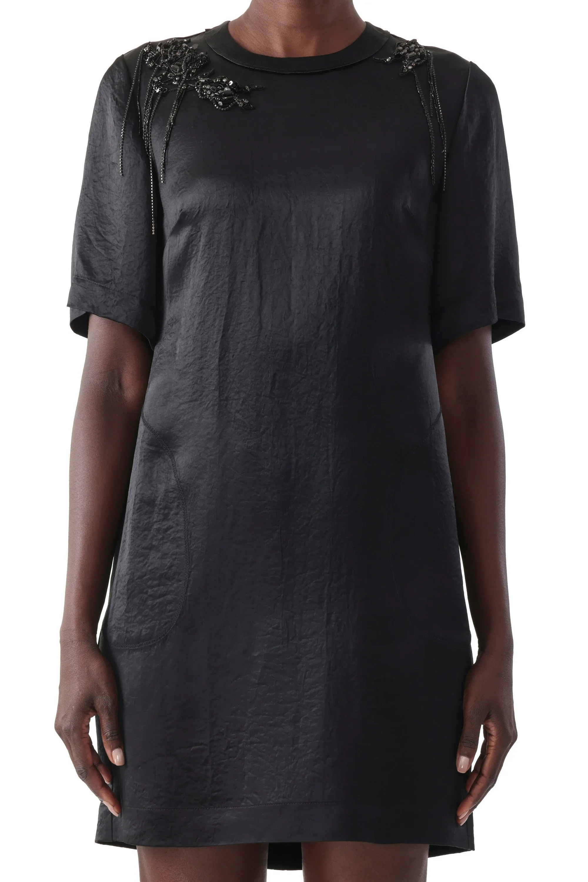 SHORT SLEEVE DRESS WITH EMBROIDERY APPLIQUES sold by Jason Wu product image thumbnail 4