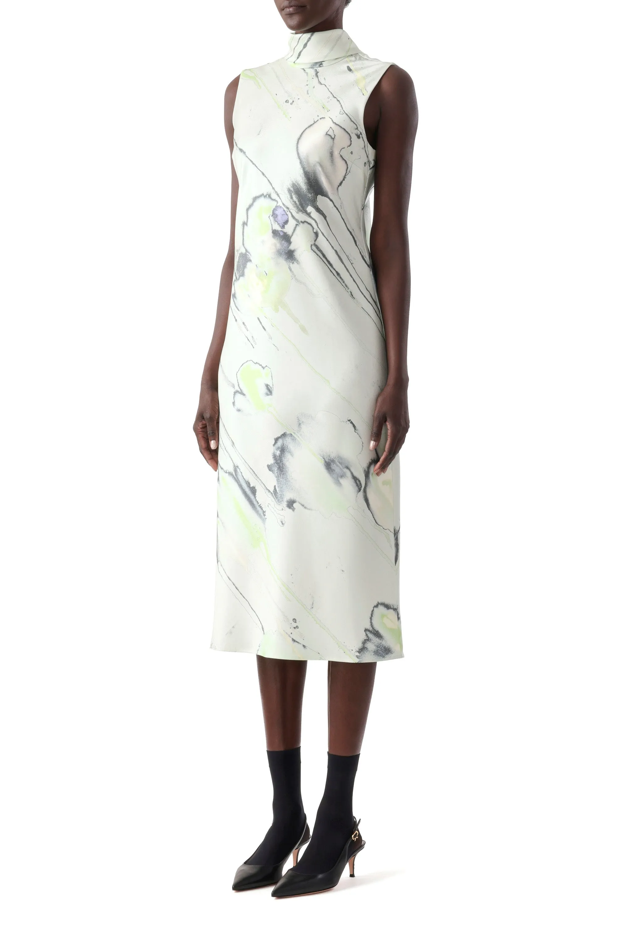 WATERCOLOR FLORAL BIAS MIDI SCARF DRESS sold by Jason Wu product image thumbnail 2
