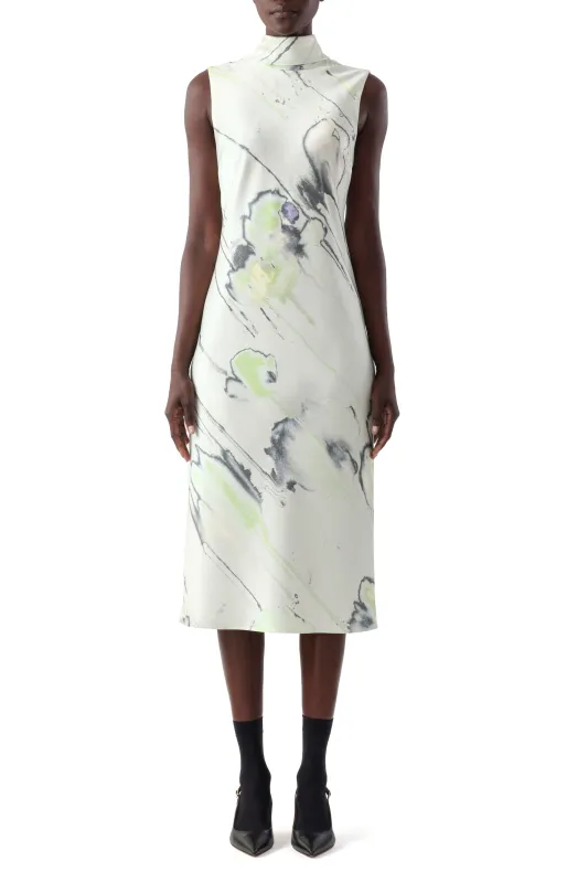 WATERCOLOR FLORAL BIAS MIDI SCARF DRESS made by Jason Wu