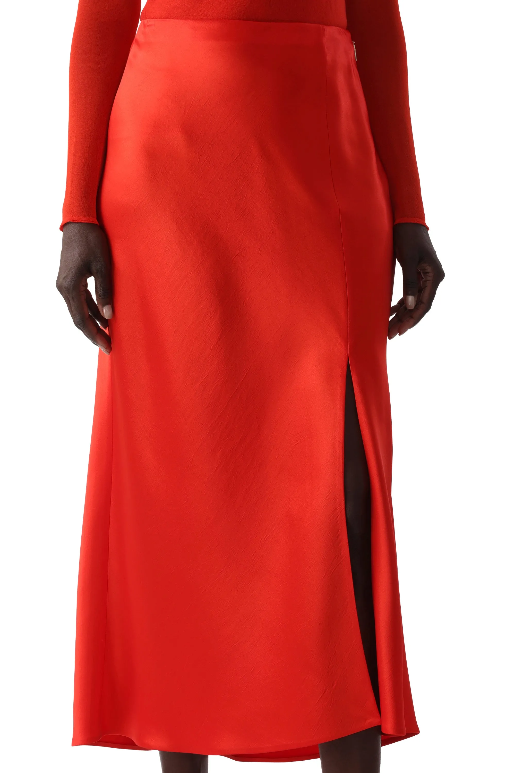 WASHED TWILL BIAS SLIP PENCIL MIDI SKIRT sold by Jason Wu product image thumbnail 4