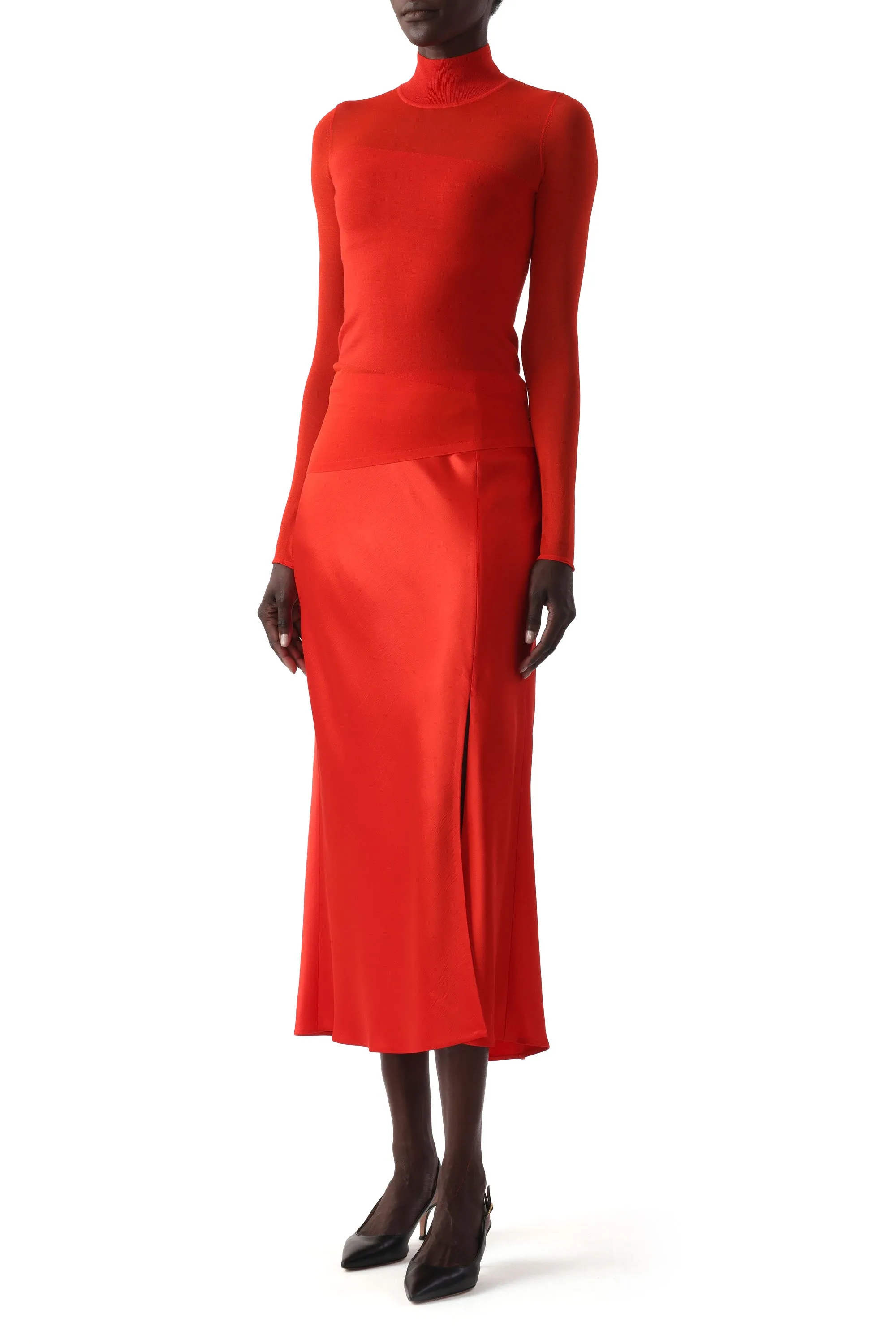 WASHED TWILL BIAS SLIP PENCIL MIDI SKIRT sold by Jason Wu product image thumbnail 2