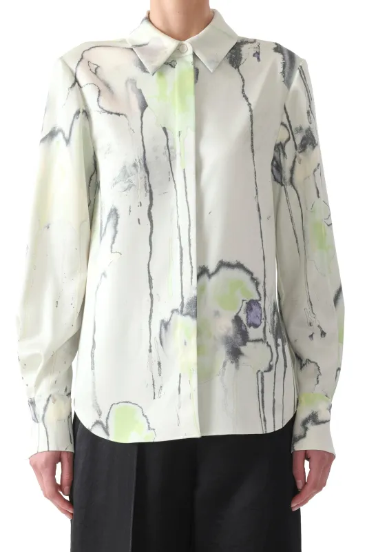 WATERCOLOR FLORAL SILK TWILL BUTTON UP SHIRT sold by Jason Wu