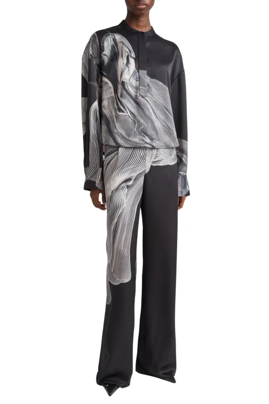 DANCING PLEAT PRINTED DOUBLE-FACE SATIN STRAIGHT-LEG sold by Jason Wu