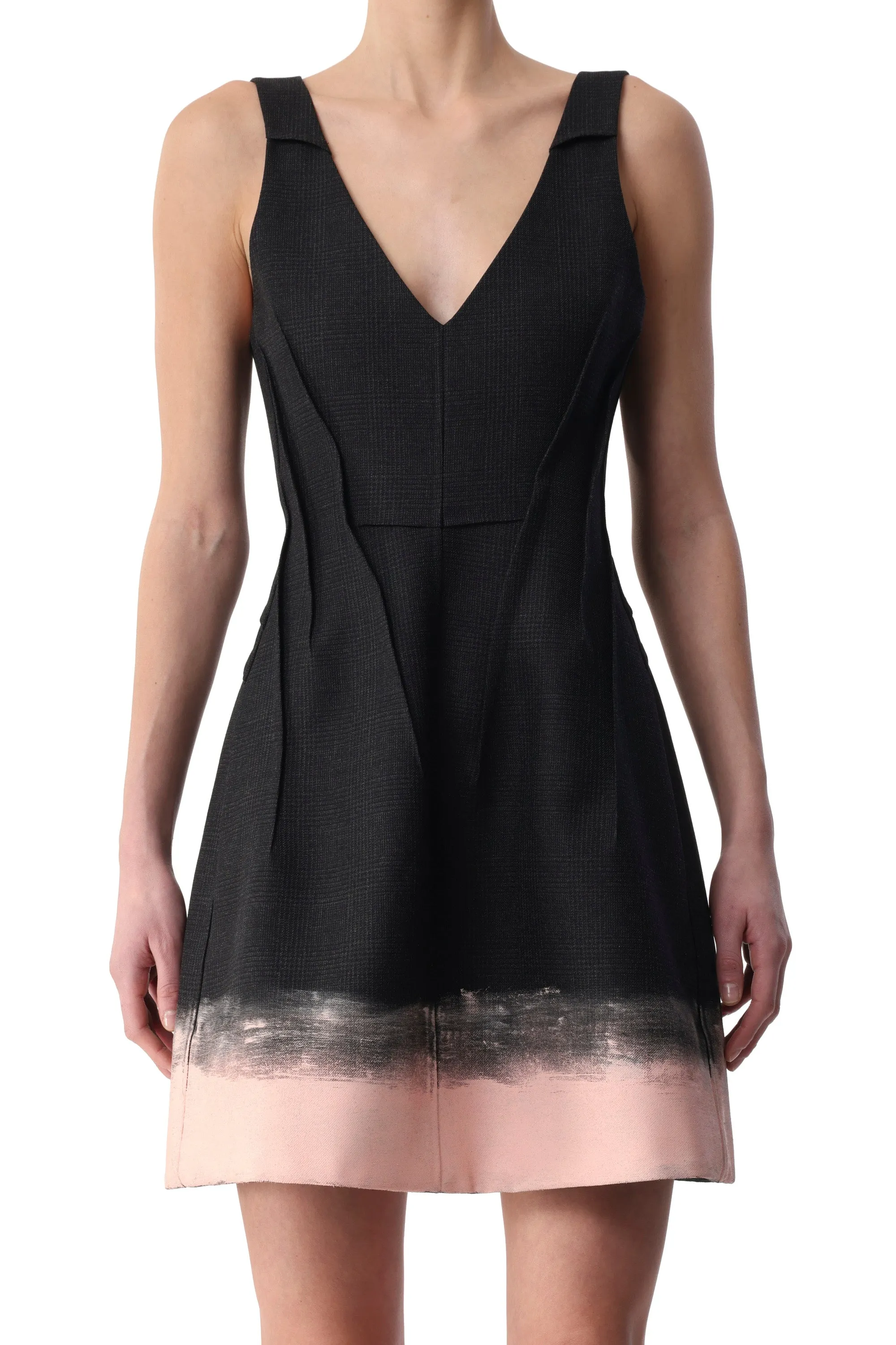 GLEN PLAID V-NECK MINI DRESS WITH PAINTED HEM sold by Jason Wu product image thumbnail 2