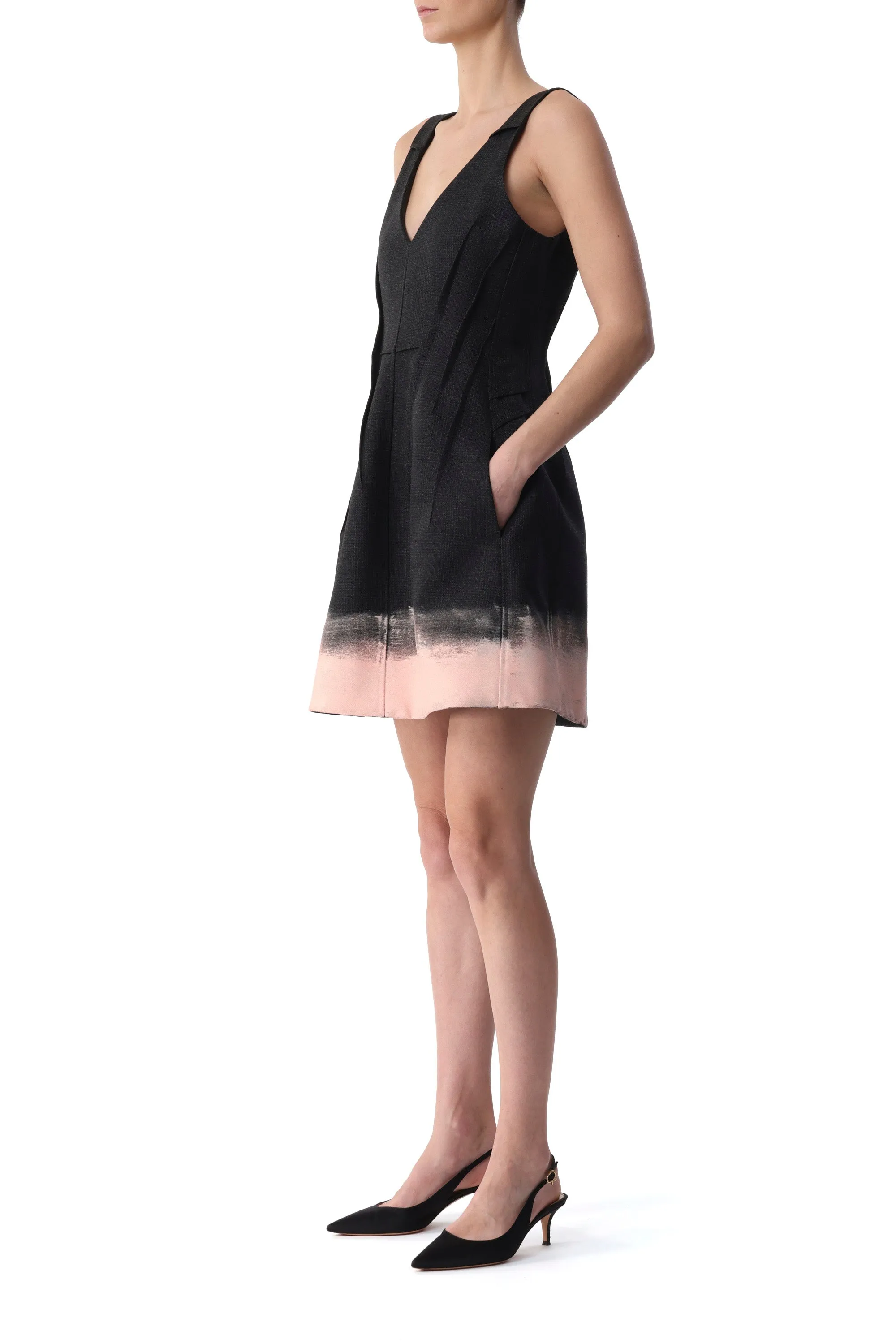 GLEN PLAID V-NECK MINI DRESS WITH PAINTED HEM sold by Jason Wu product image thumbnail 4