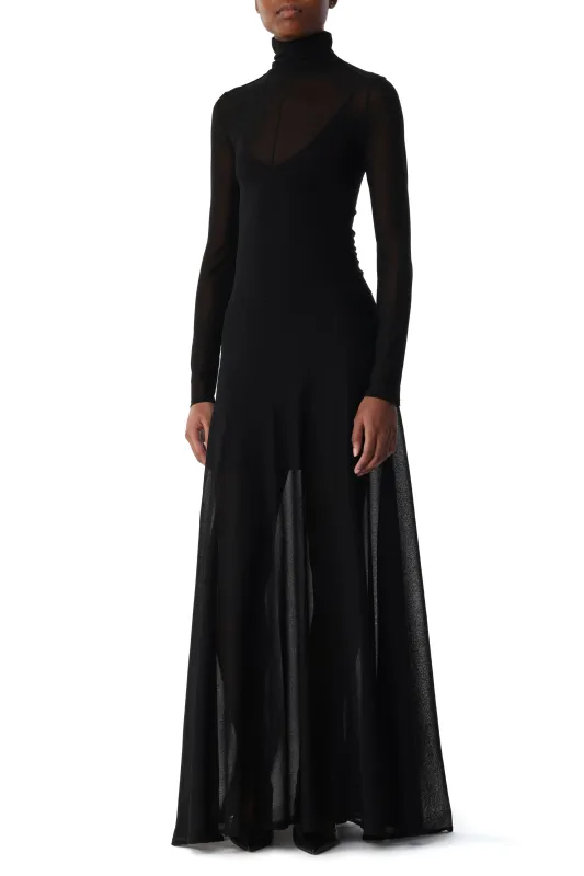 HIGH TURTLENECK LONG SLEEVE KNIT DRESS WITH V-NECK sold by Jason Wu