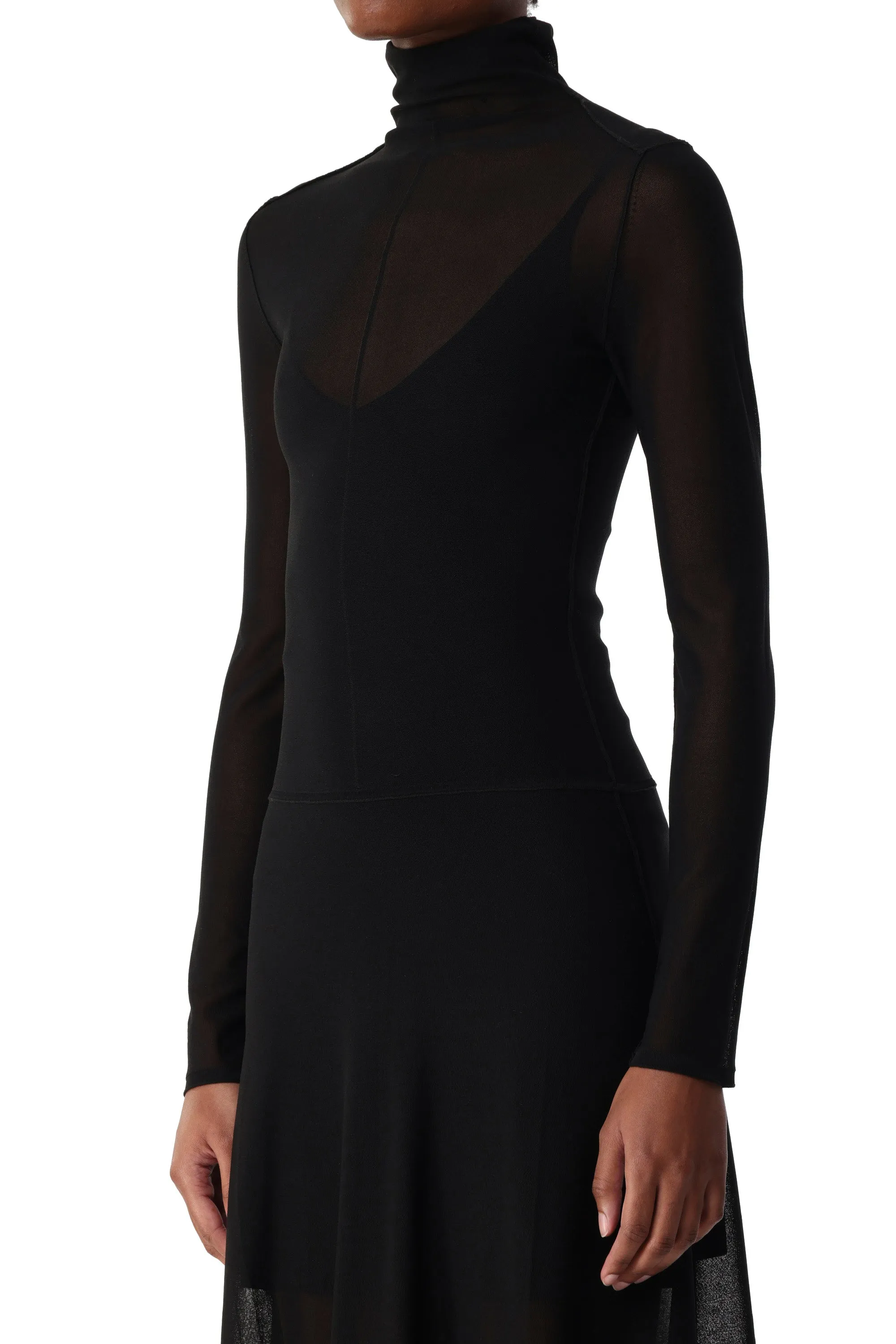 HIGH TURTLENECK LONG SLEEVE KNIT DRESS WITH V-NECK sold by Jason Wu product image thumbnail 4