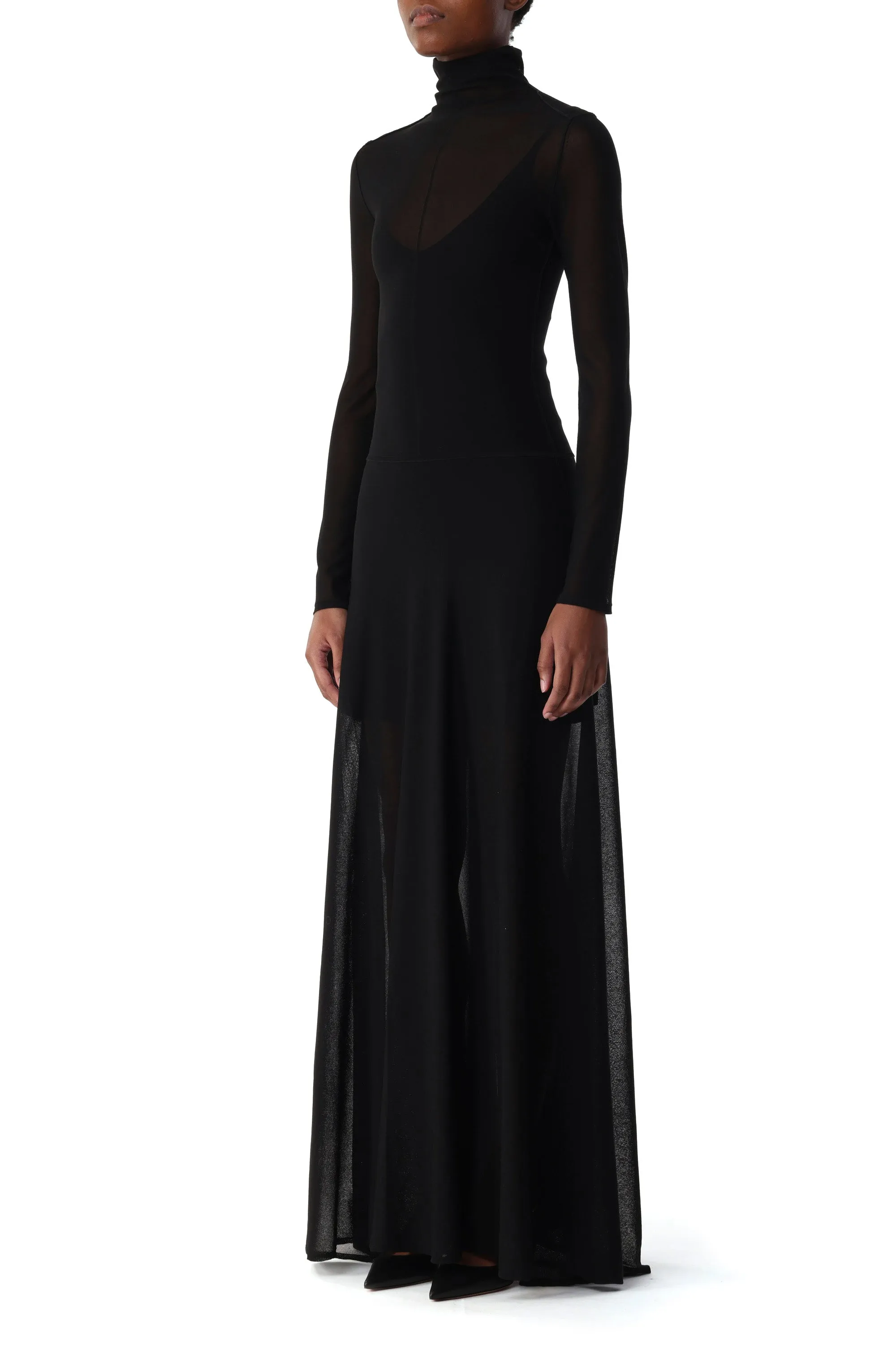 HIGH TURTLENECK LONG SLEEVE KNIT DRESS WITH V-NECK sold by Jason Wu product image thumbnail 2