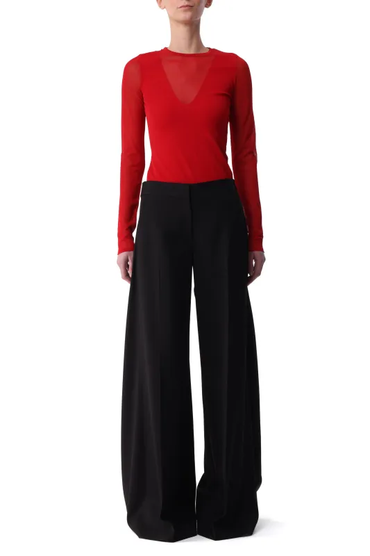 LONG SLEEVE KNIT TOP WITH SHEER V-NECK made by Jason Wu