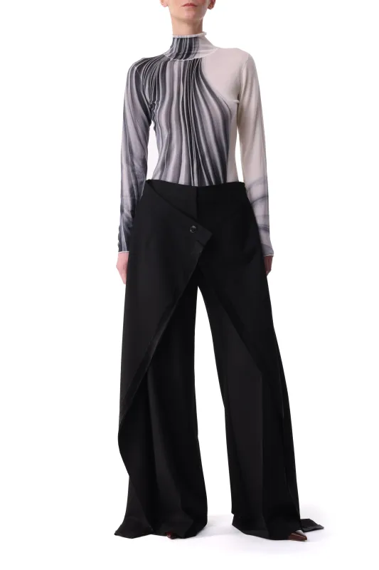 WOOL SUITING WIDE LEG PANT WITH SIDE EXTENSIONS sold by Jason Wu