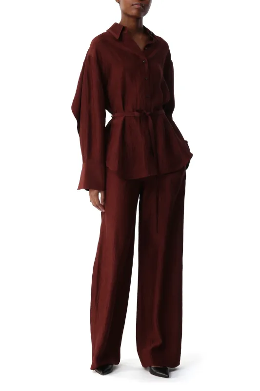BELTED CRINKLED SATIN OVERSIZE BUTTON-UP sold by Jason Wu