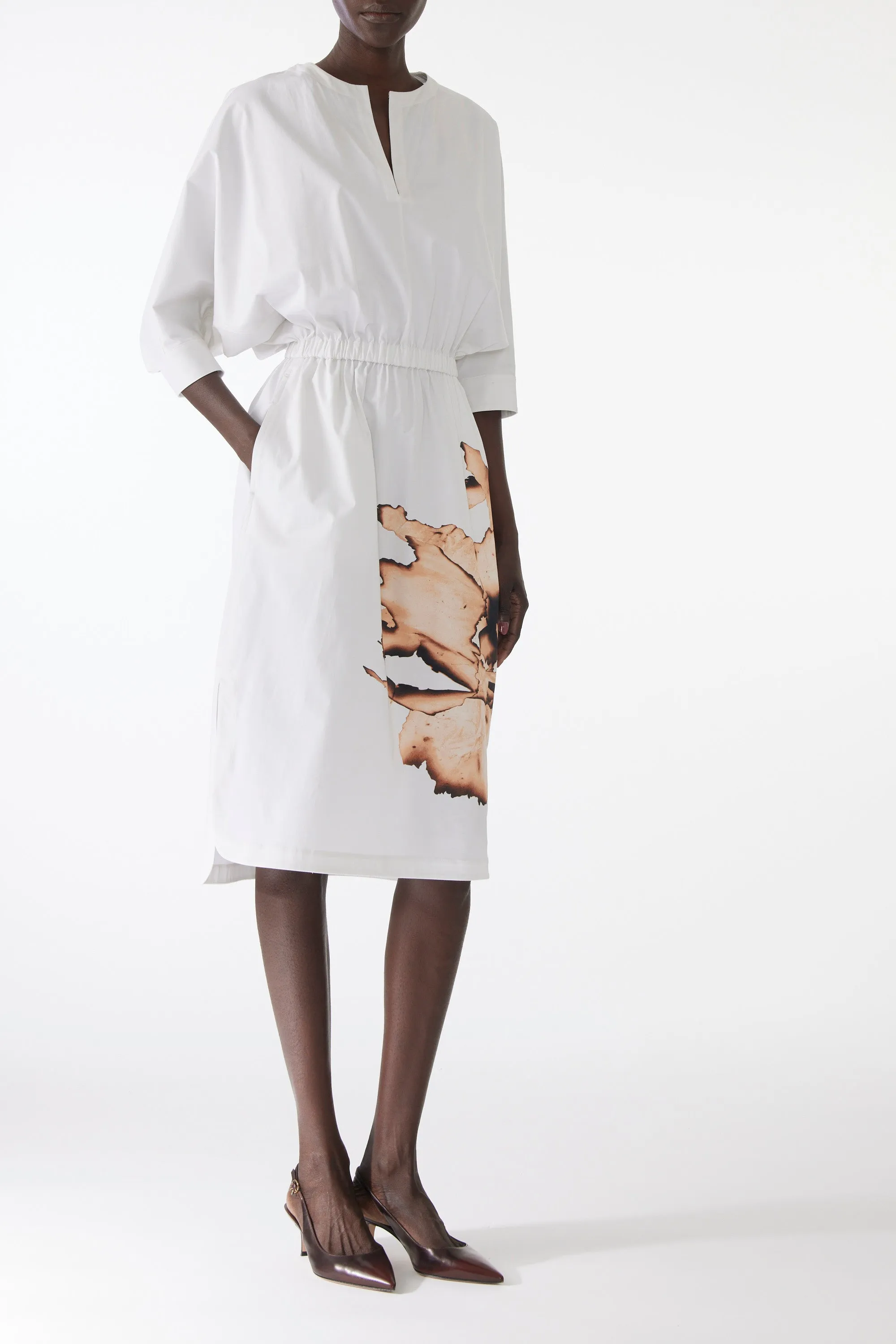 DOLMAN SLEEVE COTTON DRESS WITH FLORAL PRINT sold by Jason Wu product image thumbnail 4