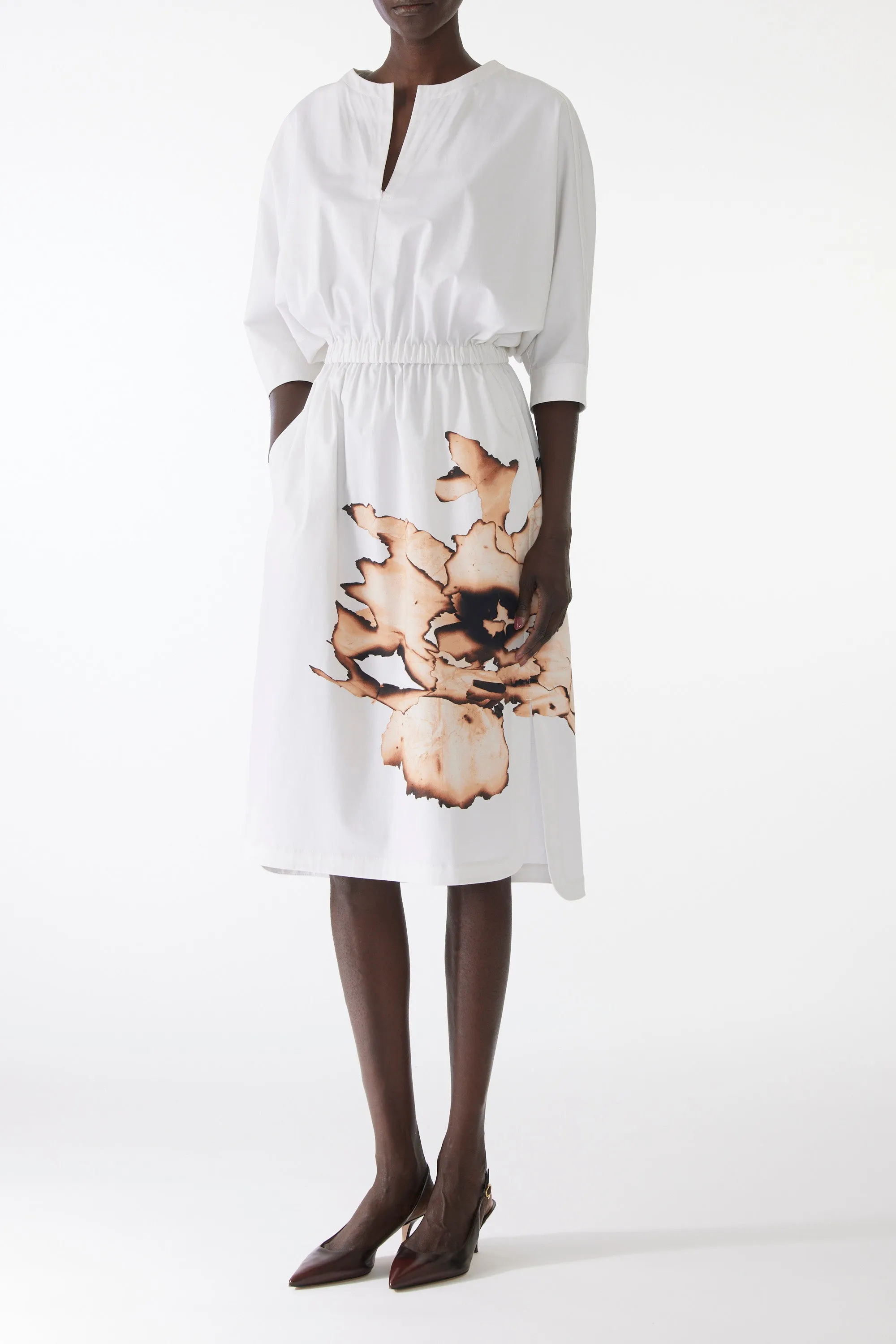 DOLMAN SLEEVE COTTON DRESS WITH FLORAL PRINT sold by Jason Wu