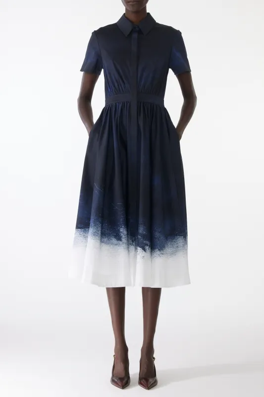 BRUSHED CANVAS PRINTED STRETCH COTTON SHIRTDRESS sold by Jason Wu