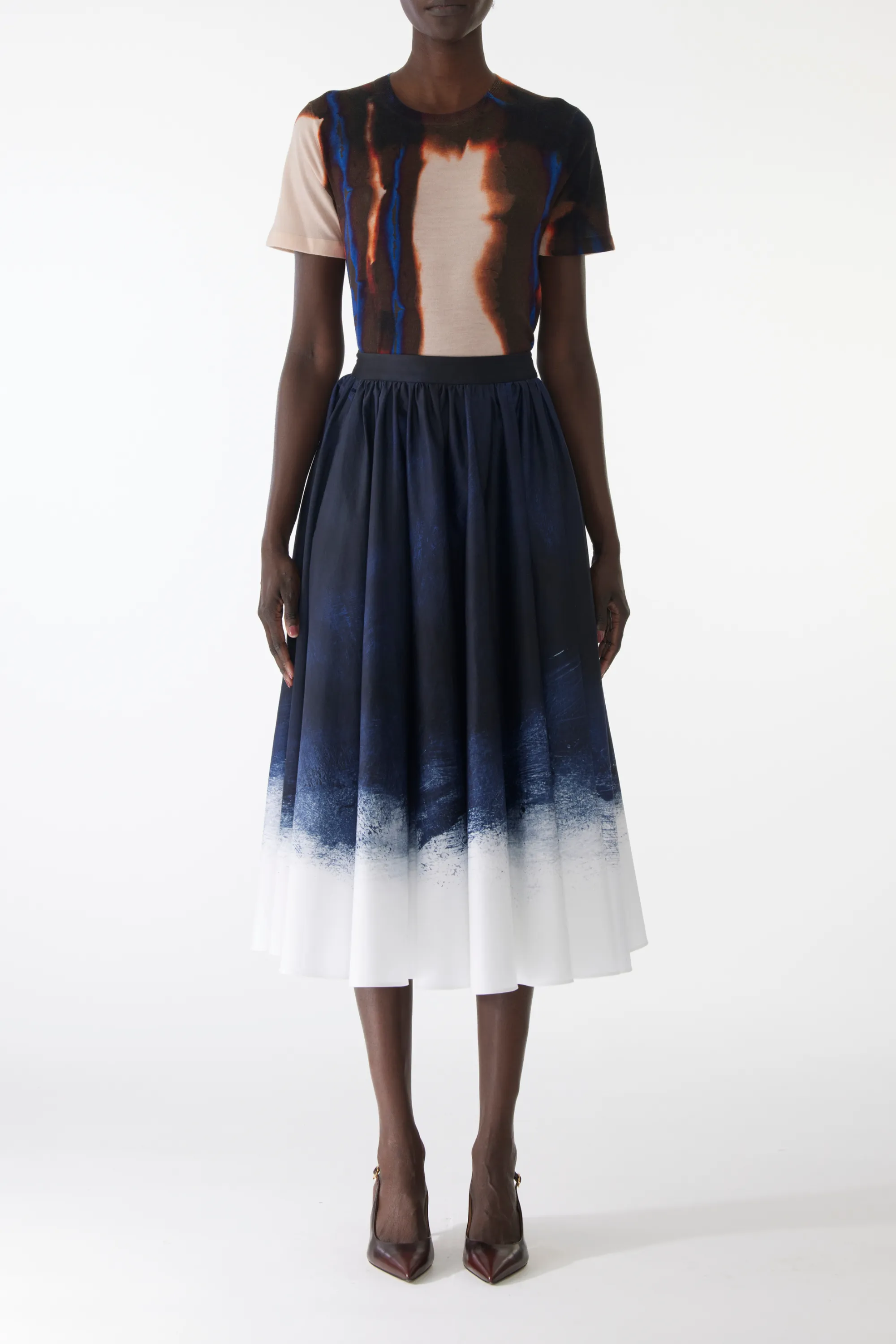 BRUSHED CANVAS PRINTED STRETCH COTTON CIRCLE SKIRT sold by Jason Wu product image thumbnail 2