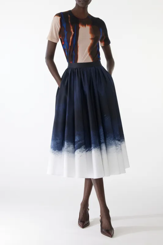 BRUSHED CANVAS PRINTED STRETCH COTTON CIRCLE SKIRT sold by Jason Wu