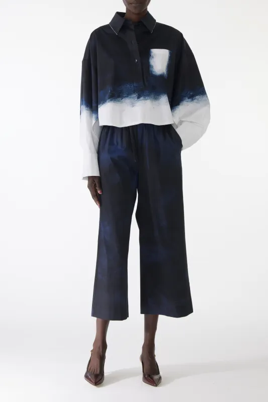 BRUSHED CANVAS PRINTED WIDE LEG PANT WITH ELASTIC WAIST sold by Jason Wu