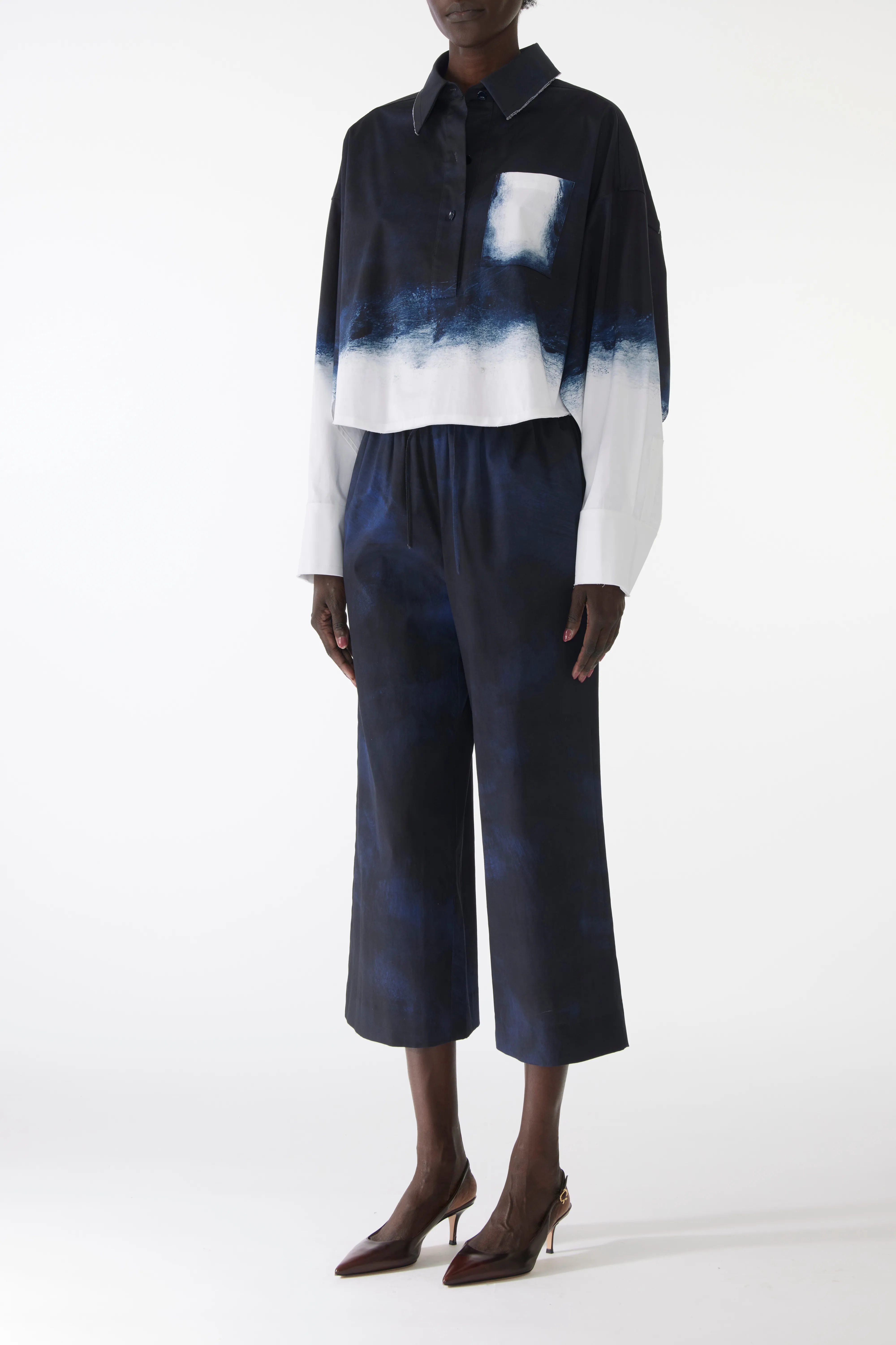 BRUSHED CANVAS PRINTED WIDE LEG PANT WITH ELASTIC WAIST sold by Jason Wu product image thumbnail 2