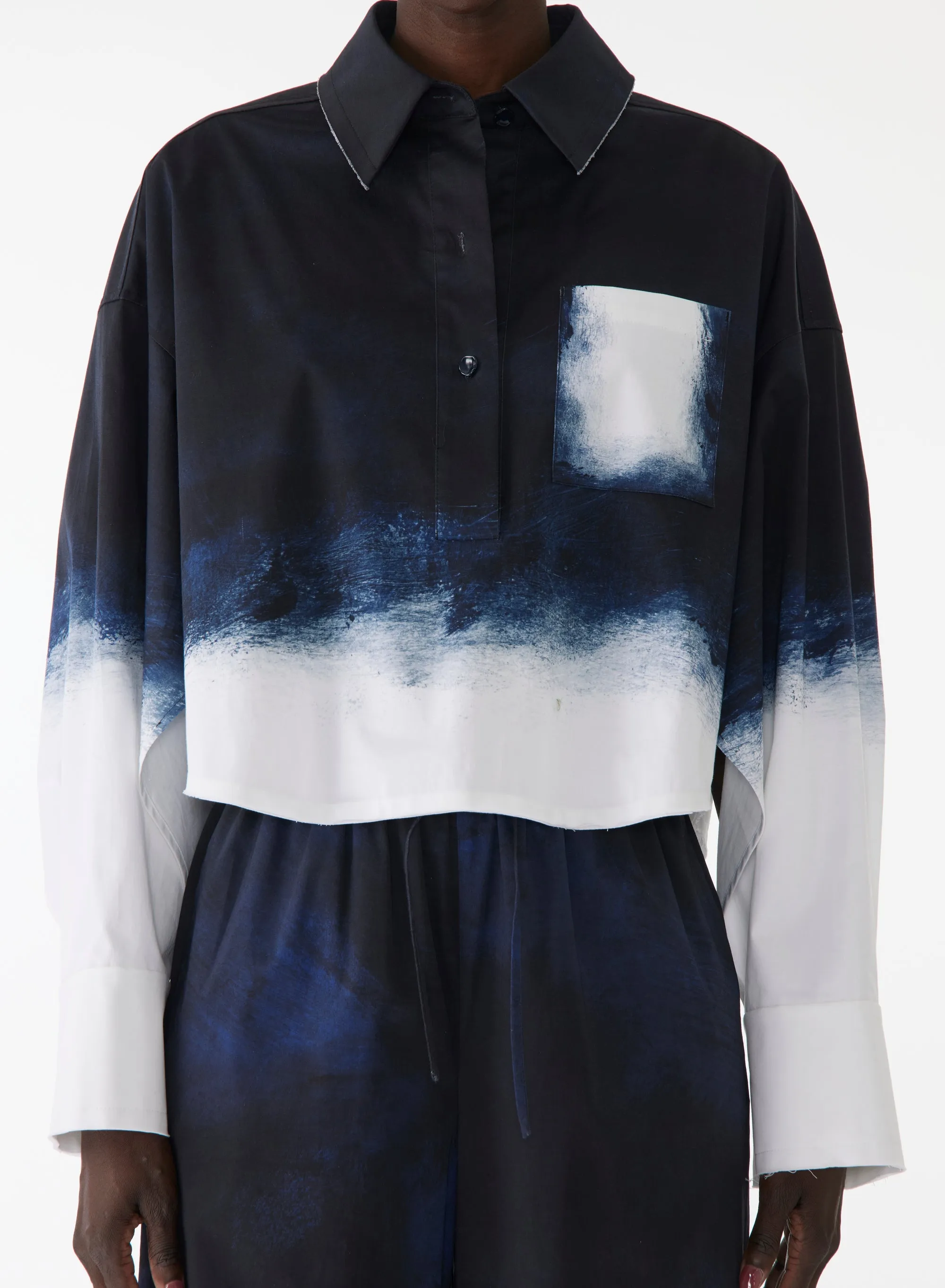 SMUDGED CANVAS POP-OVER STRETCH COTTON SHIRT sold by Jason Wu product image thumbnail 4
