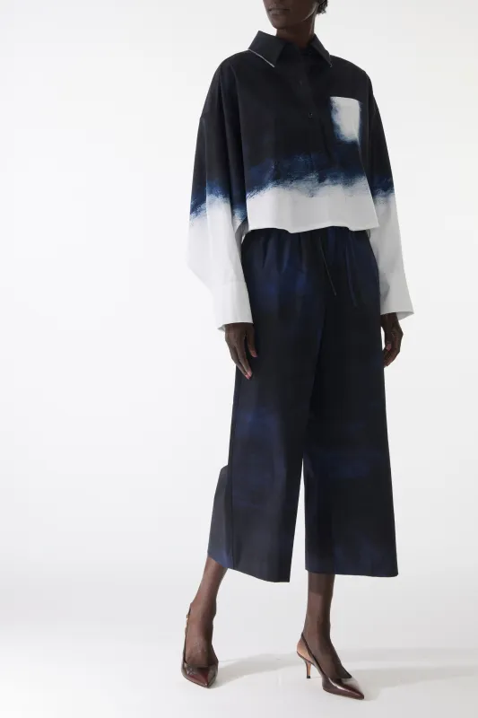 SMUDGED CANVAS POP-OVER STRETCH COTTON SHIRT sold by Jason Wu