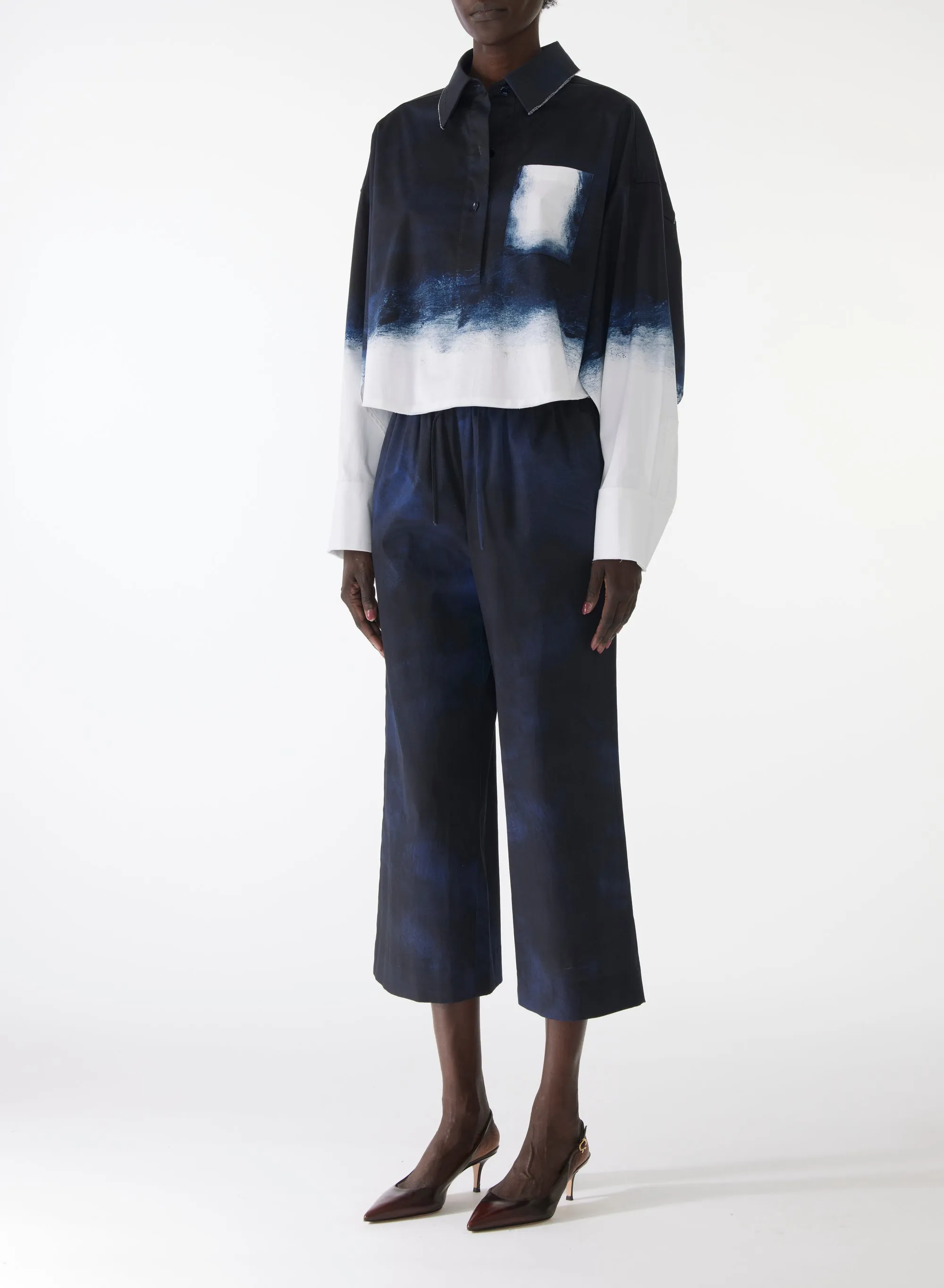 SMUDGED CANVAS POP-OVER STRETCH COTTON SHIRT sold by Jason Wu product image thumbnail 2