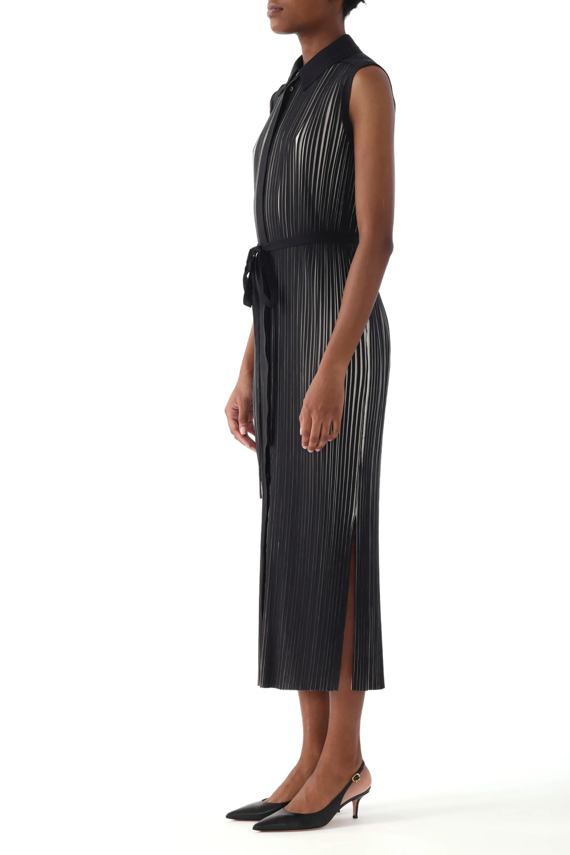 BICOLOR PRINTED PLEATED SLEEVELESS SHIRTDRESS sold by Jason Wu product image thumbnail 2