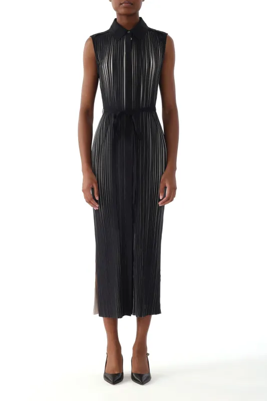 BICOLOR PRINTED PLEATED SLEEVELESS SHIRTDRESS made by Jason Wu