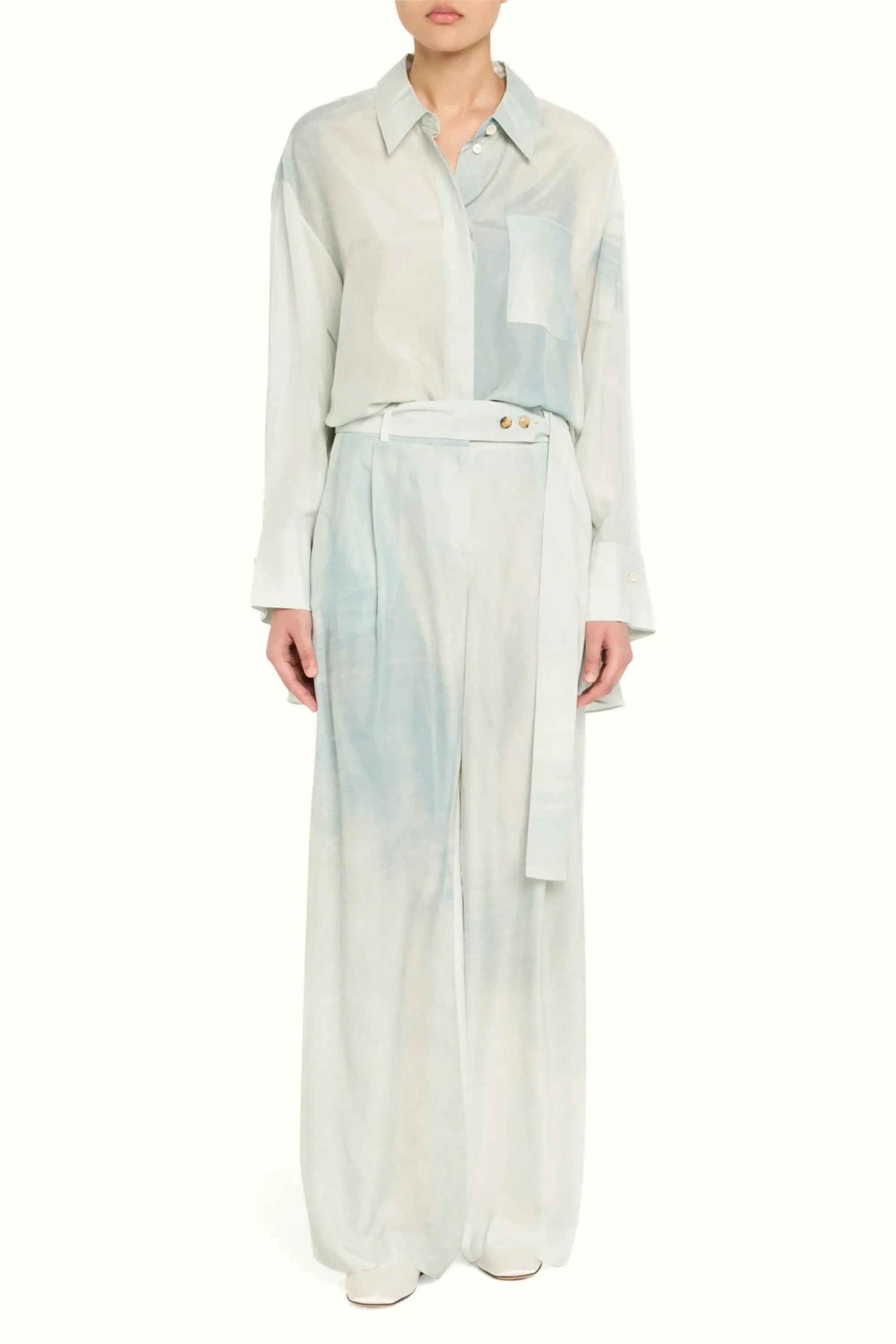 HIGH RISE PLEAT FRONT STRAIGHT LEG HABOTAI PANT WITH EXTENDED BELT sold by Jason Wu
