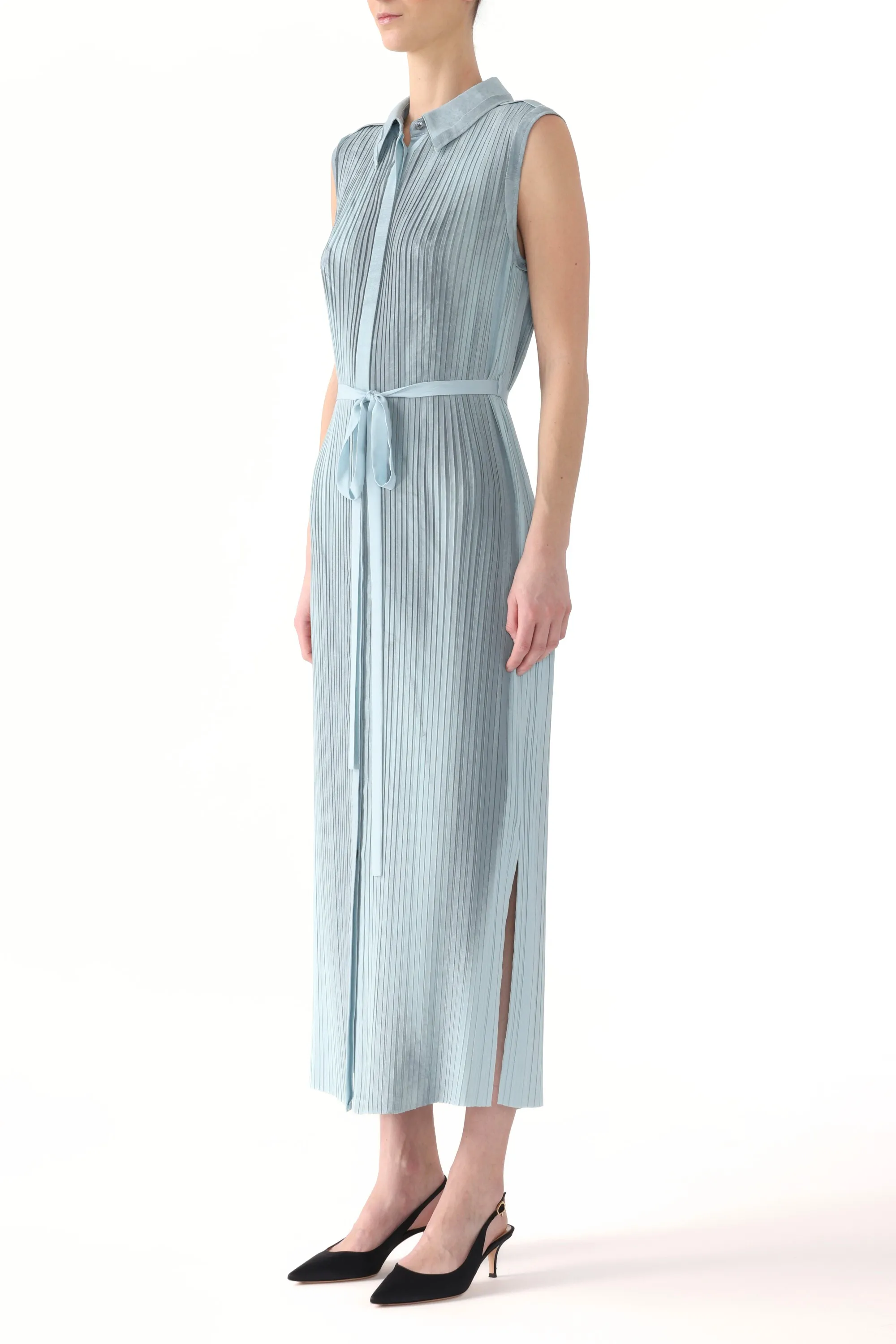 PLEATED GEORGETTE SLEEVELESS SHIRTDRESS sold by Jason Wu product image thumbnail 2