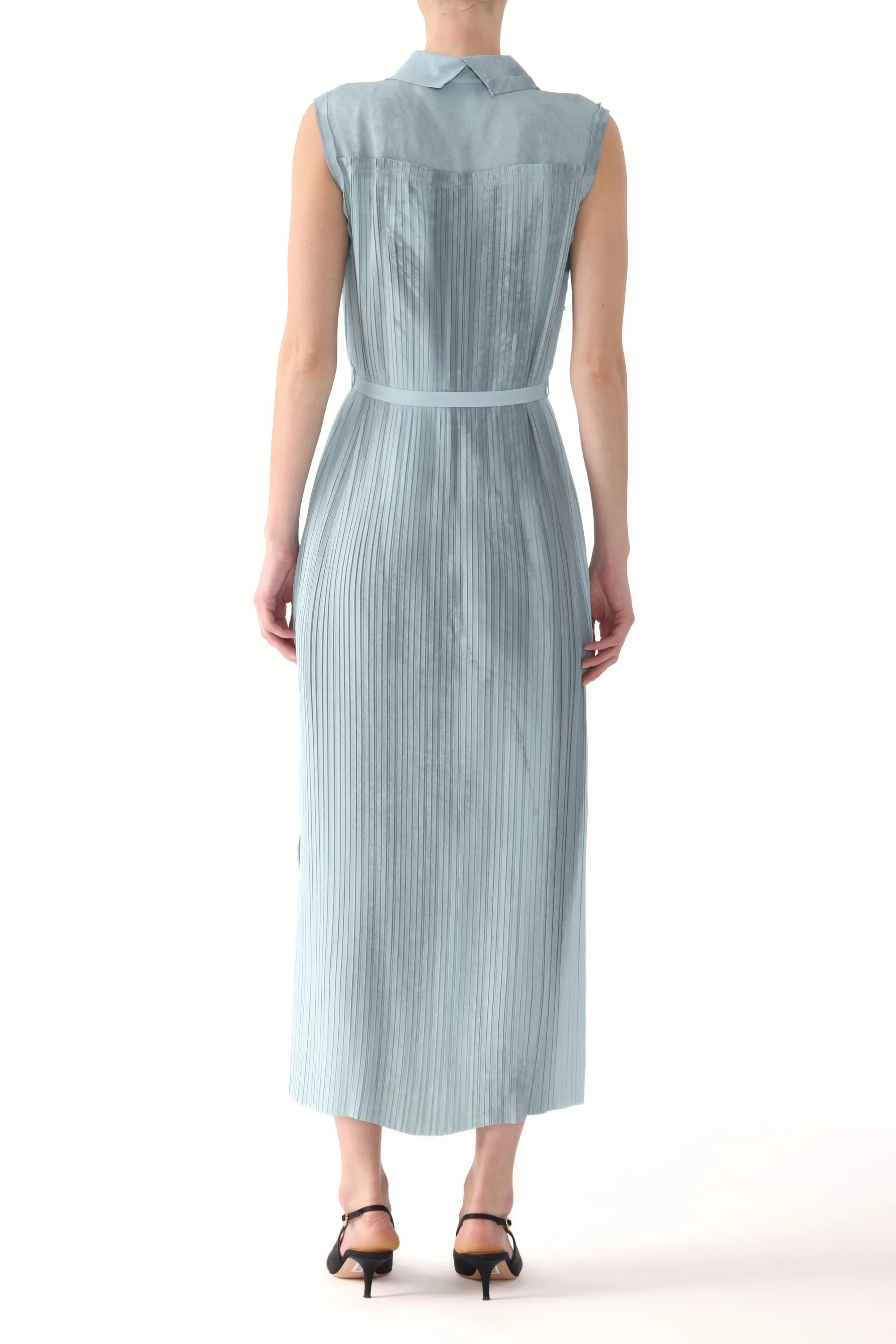 PLEATED GEORGETTE SLEEVELESS SHIRTDRESS sold by Jason Wu product image thumbnail 3