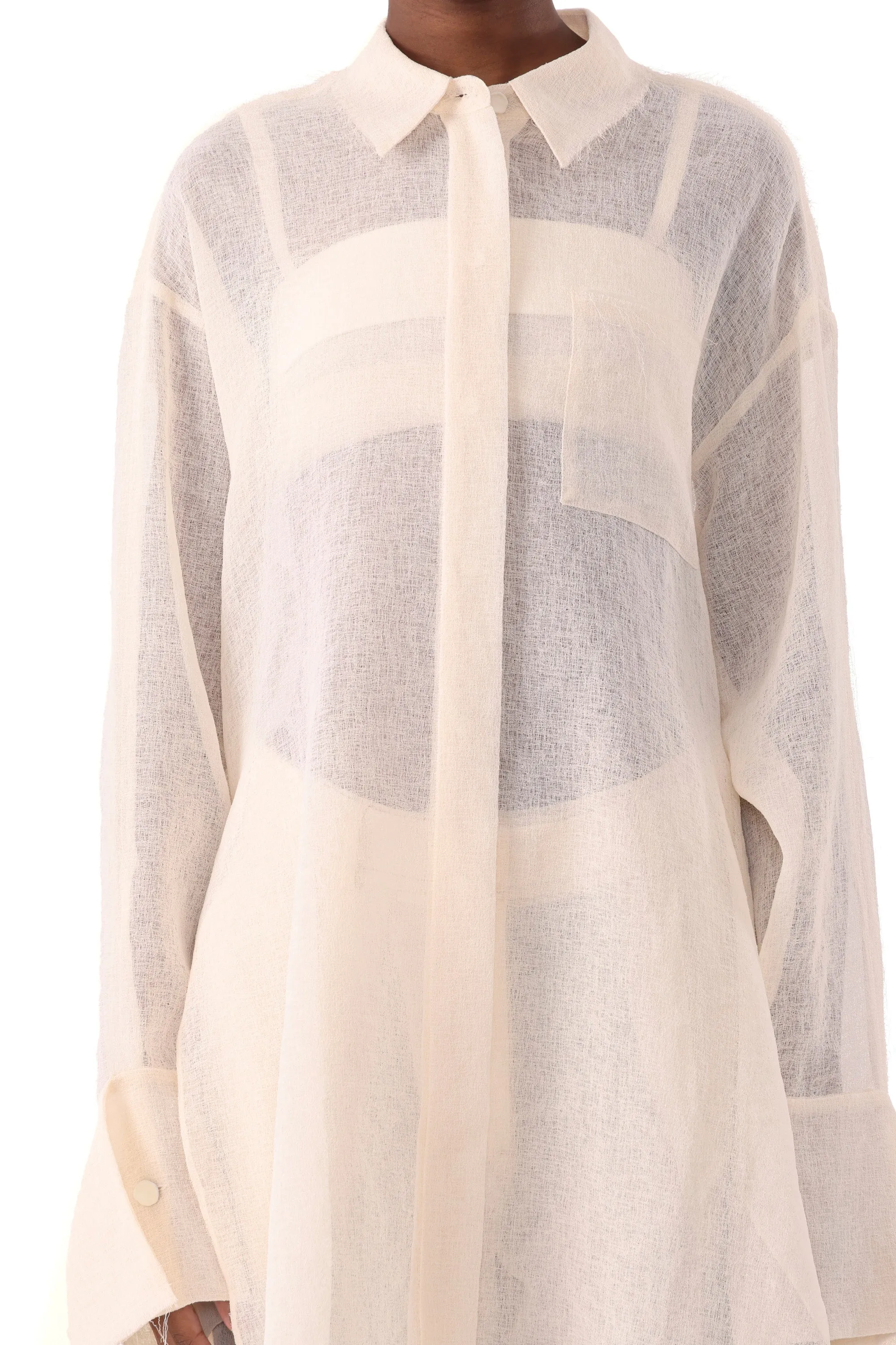 HIGH RISE PLEAT FRONT STRAIGHT LEG GAUZE PANT sold by Jason Wu product image thumbnail 4