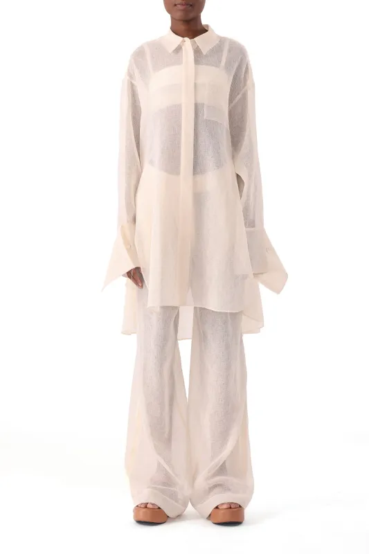 HIGH RISE PLEAT FRONT STRAIGHT LEG GAUZE PANT sold by Jason Wu