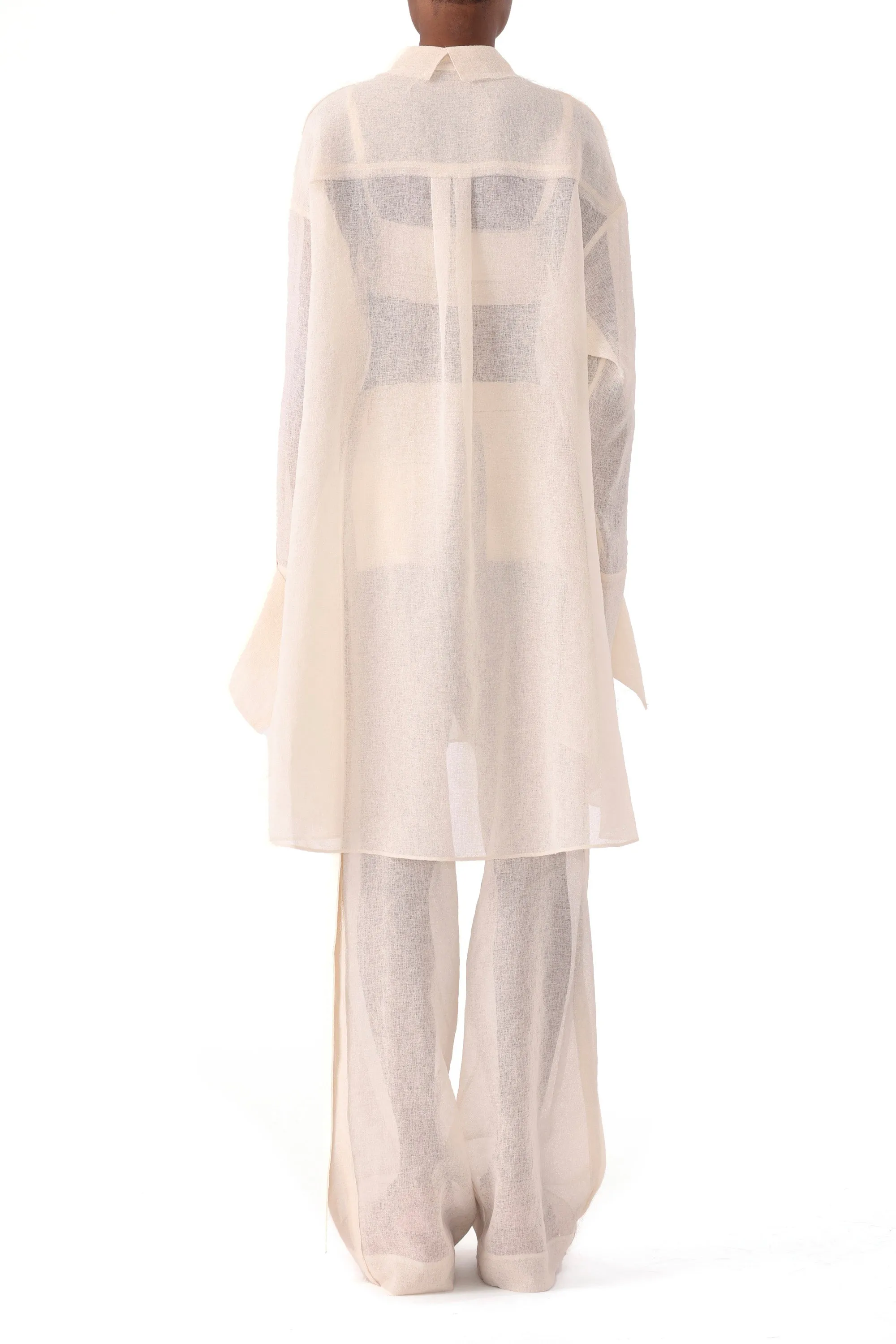 HIGH RISE PLEAT FRONT STRAIGHT LEG GAUZE PANT sold by Jason Wu product image thumbnail 3