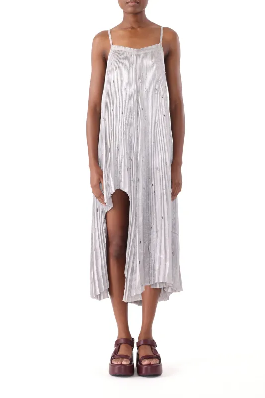 PLEATED CRINKLED SATIN SLIP DRESS WITH LASER CUT HEM sold by Jason Wu