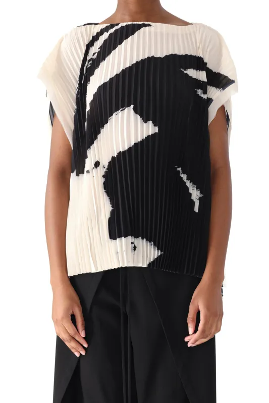 BOATNECK PLEATED SQUARE TOP WITH ARTWORK BY TONG YANG TZE sold by Jason Wu