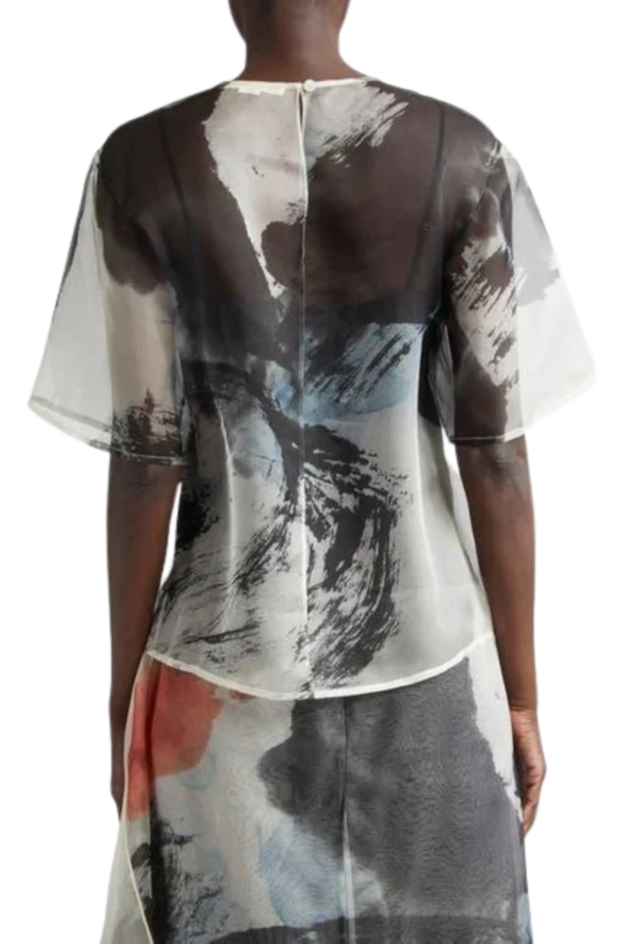 SILK ORGANZA OVERSIZED CREWNECK T-SHIRT WITH ARTWORK BY TONG YANG TZE sold by Jason Wu product image thumbnail 4