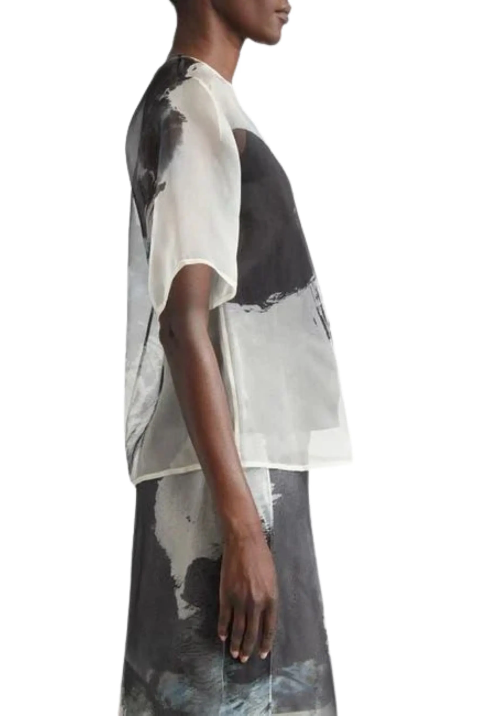 SILK ORGANZA OVERSIZED CREWNECK T-SHIRT WITH ARTWORK BY TONG YANG TZE sold by Jason Wu product image thumbnail 3