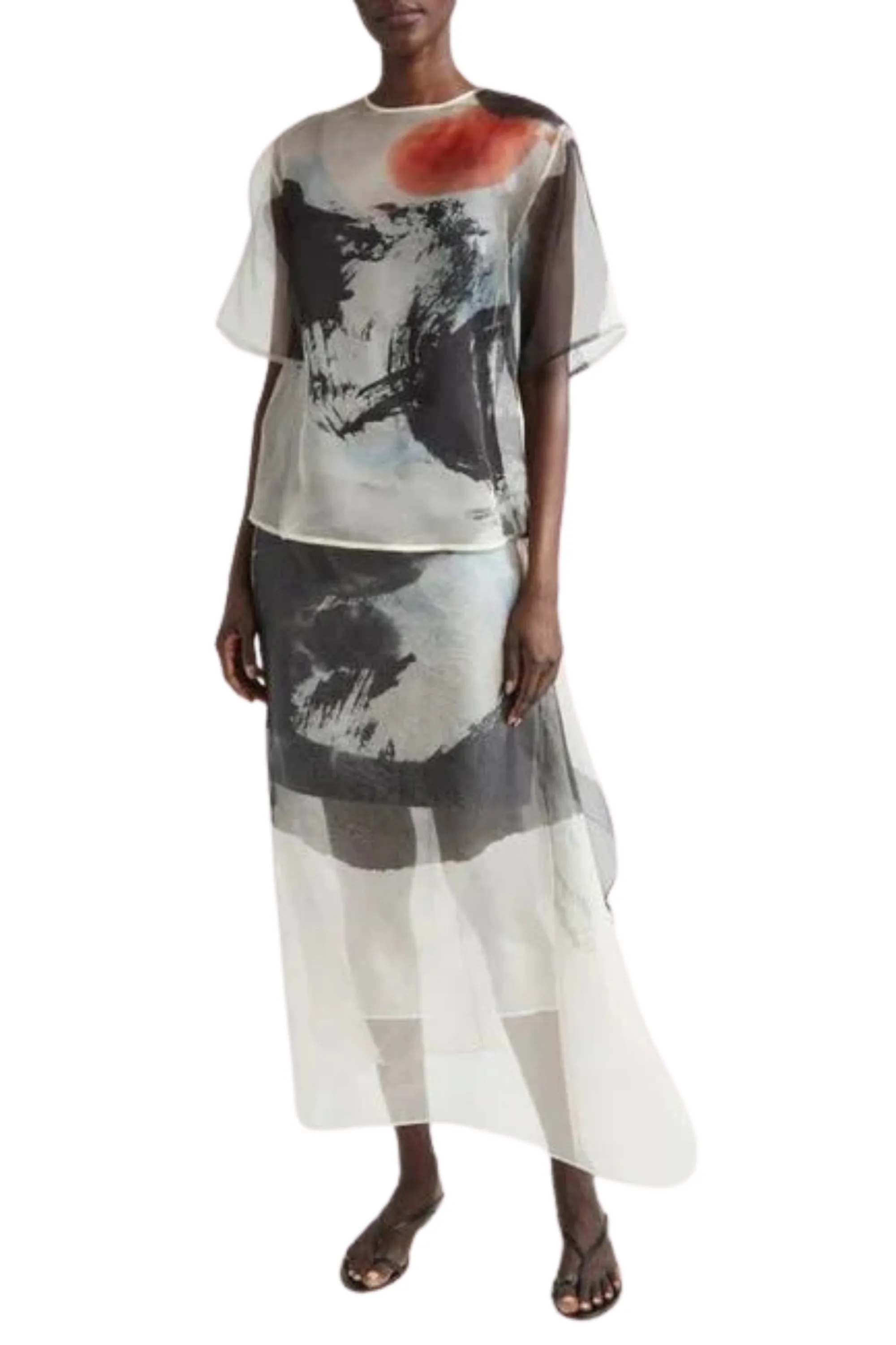 SILK ORGANZA OVERSIZED CREWNECK T-SHIRT WITH ARTWORK BY TONG YANG TZE sold by Jason Wu product image thumbnail 2