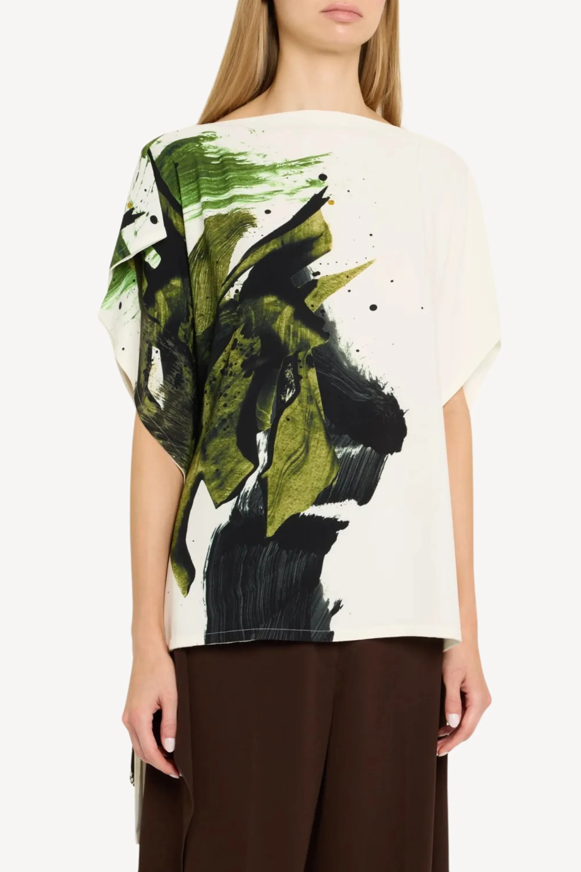 ASYMMETRICAL BRUSHSTROKE PRINTED CREPE BOATNECK TOP sold by Jason Wu product image thumbnail 4