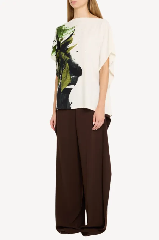 ASYMMETRICAL BRUSHSTROKE PRINTED CREPE BOATNECK TOP sold by Jason Wu