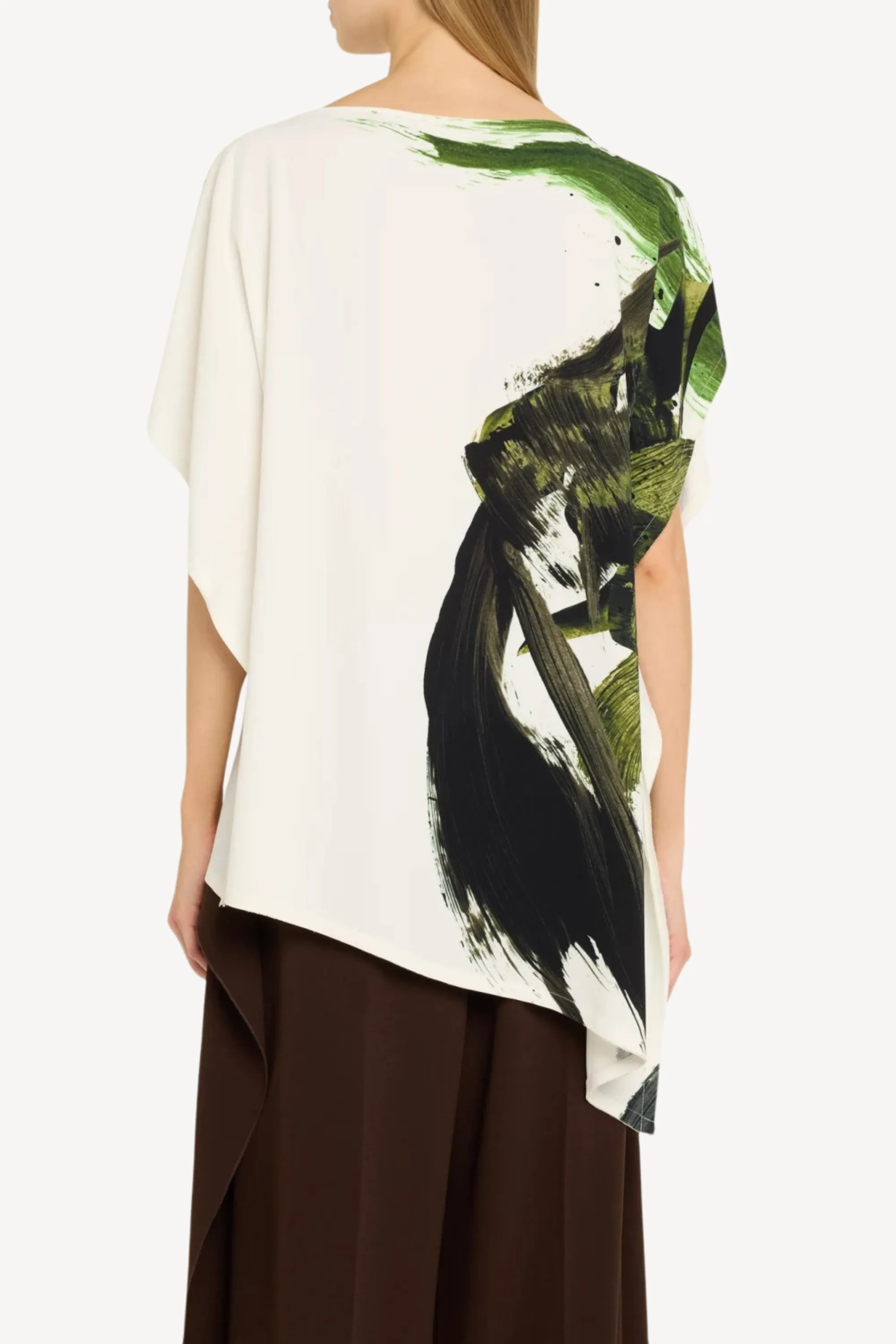 ASYMMETRICAL BRUSHSTROKE PRINTED CREPE BOATNECK TOP sold by Jason Wu product image thumbnail 2