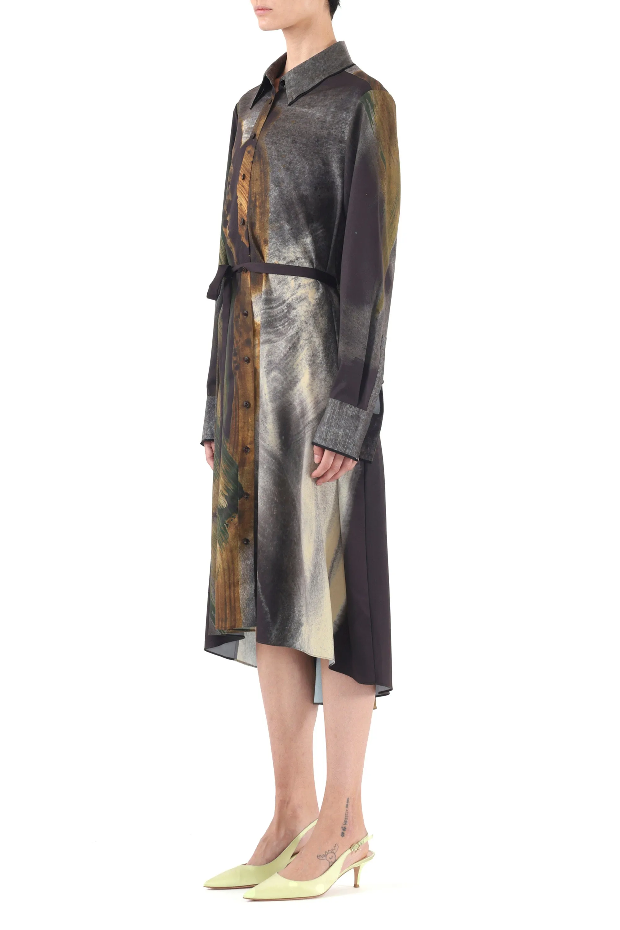 BRUSHSTROKE PRINTED OVERSIZED SHIRTDRESS WITH BELT sold by Jason Wu product image thumbnail 2