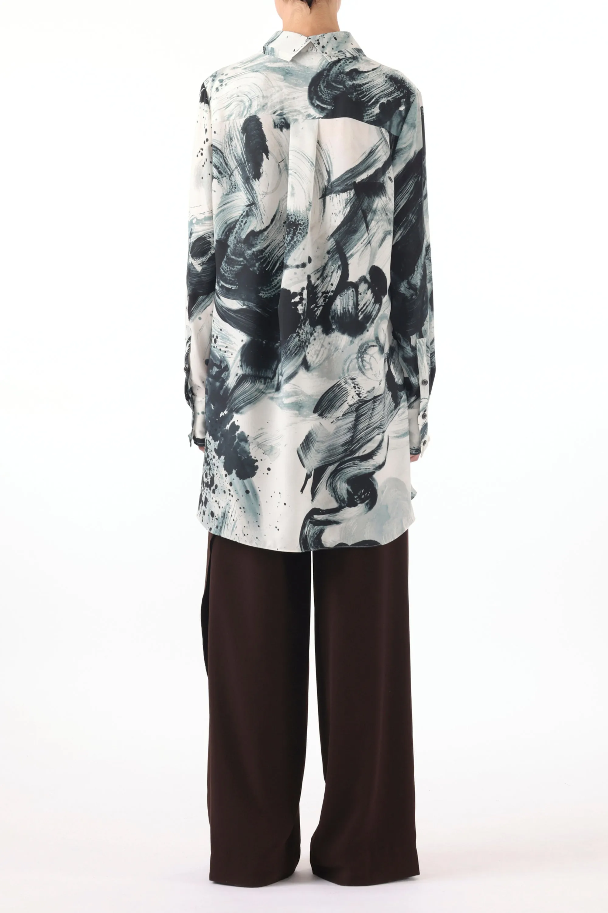 BRUSHSTROKE PRINTED GEORGETTE BUTTON DOWN SHIRT sold by Jason Wu product image thumbnail 4