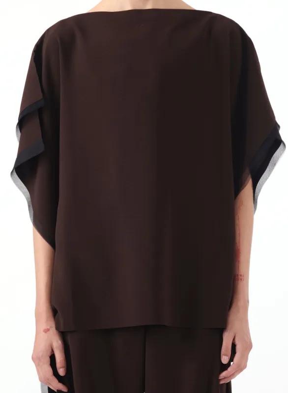 ASYMMETRICAL CREPE BOATNECK TOP WITH ORGANZA TRIM sold by Jason Wu