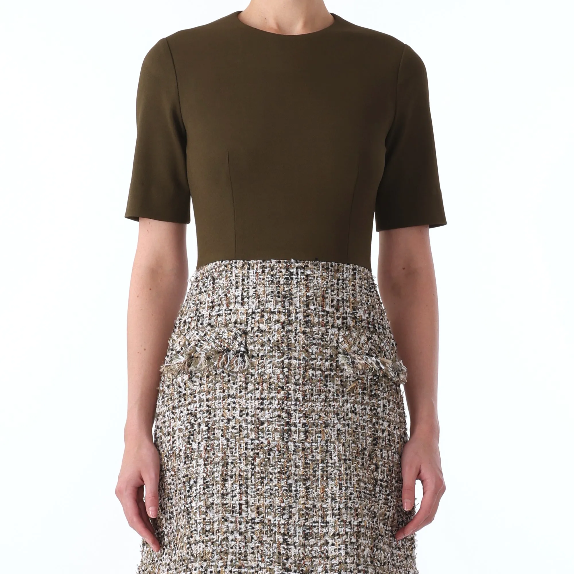 TEXTURE TWEED JERSEY COMBO SHORT SLEEVE DAY DRESS sold by Jason Wu product image thumbnail 4