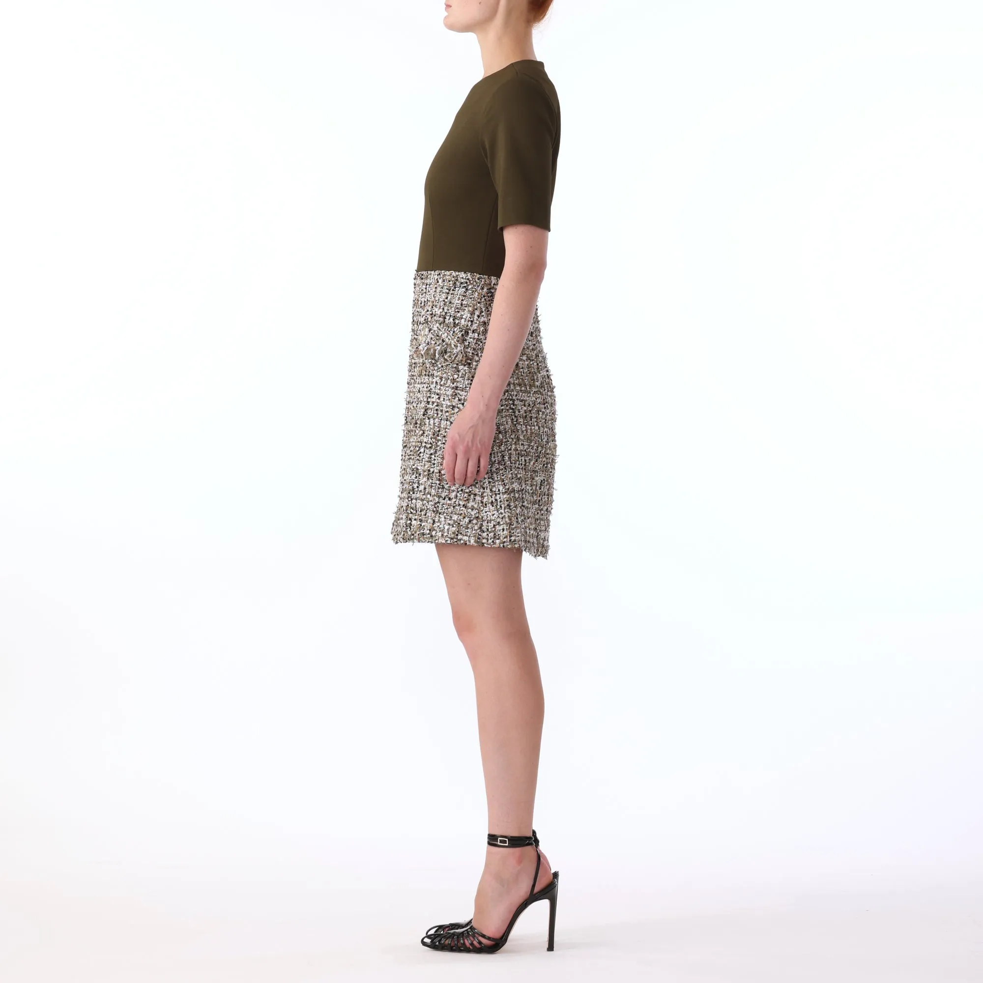TEXTURE TWEED JERSEY COMBO SHORT SLEEVE DAY DRESS sold by Jason Wu product image thumbnail 2