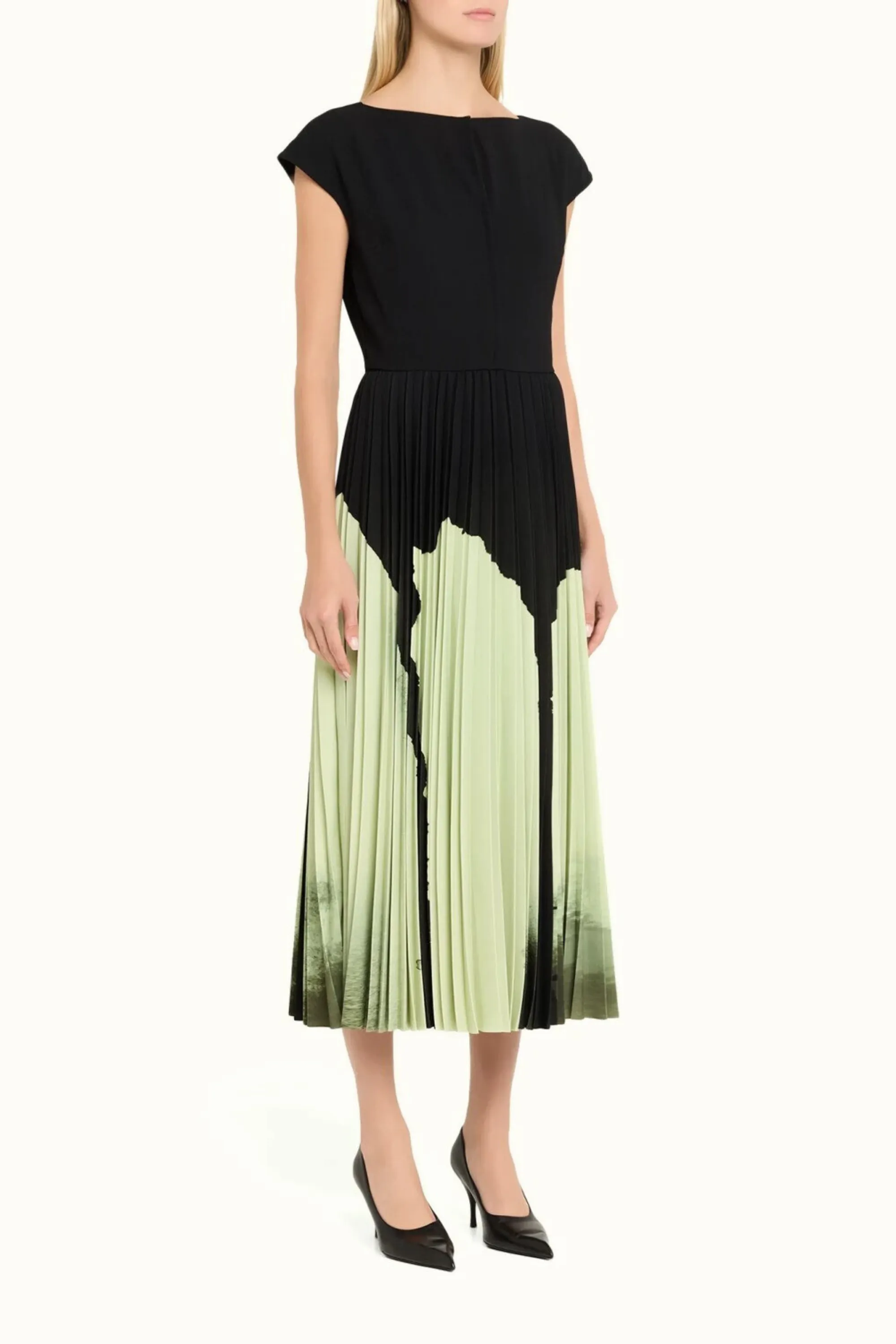 WATERCOLOR FLORAL MATTE CREPE PLEATED DRESS sold by Jason Wu product image thumbnail 2