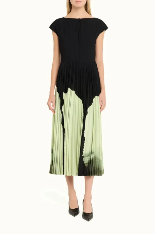 WATERCOLOR FLORAL MATTE CREPE PLEATED DRESS made by Jason Wu